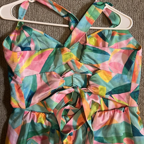 Colorful Show Me Your Mumu dress. Worn once, adjustable via the laced up back - Picture 5 of 7